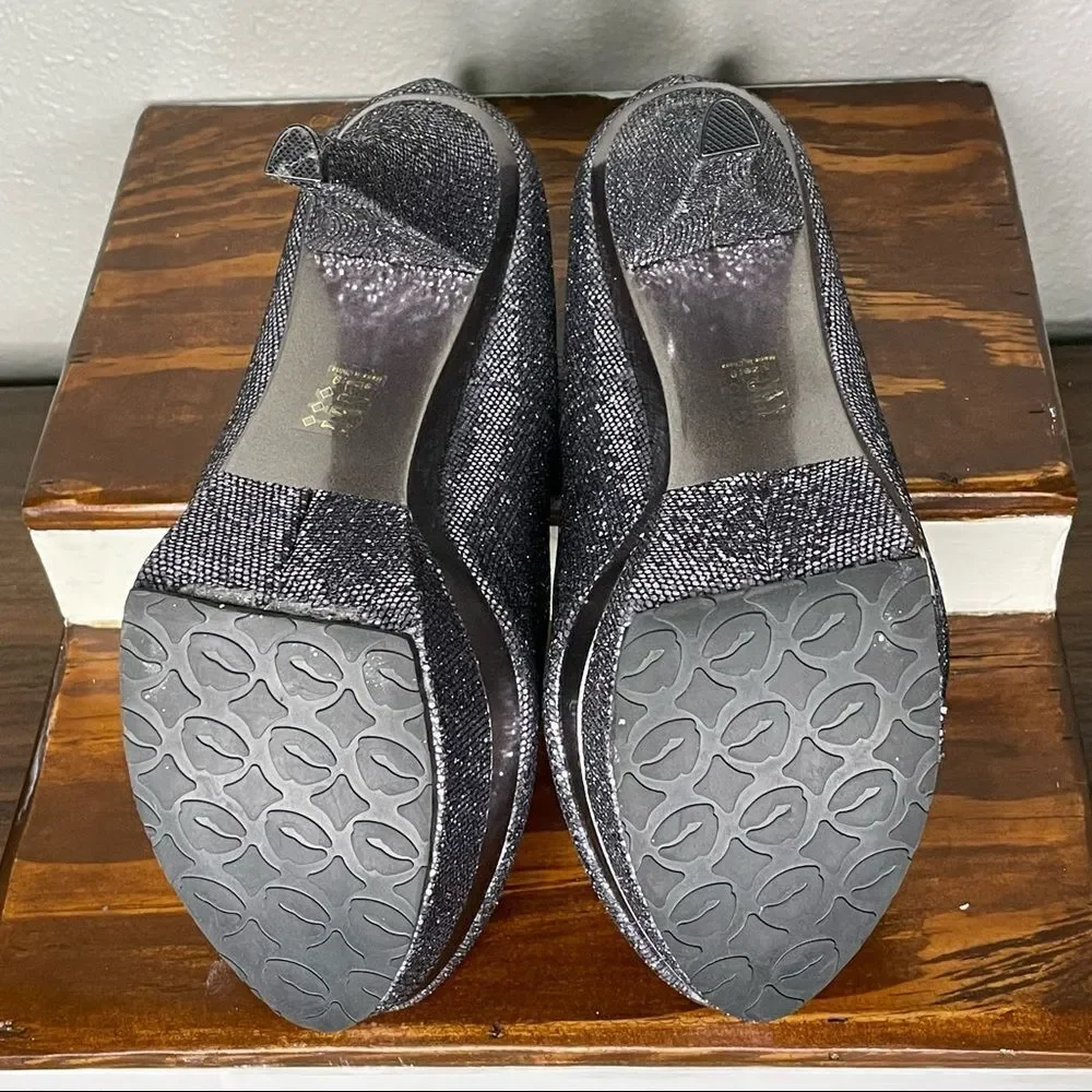 Promise Stiletto Platform Glitter Sparkly Steel Gray / Pewter High Heels Size 9